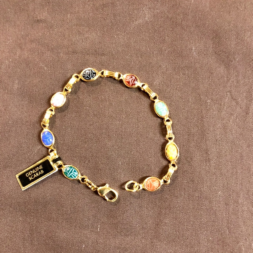 Classic 14KT gold-filled Genuine Scarab Bracelet - Picture 4 of 6